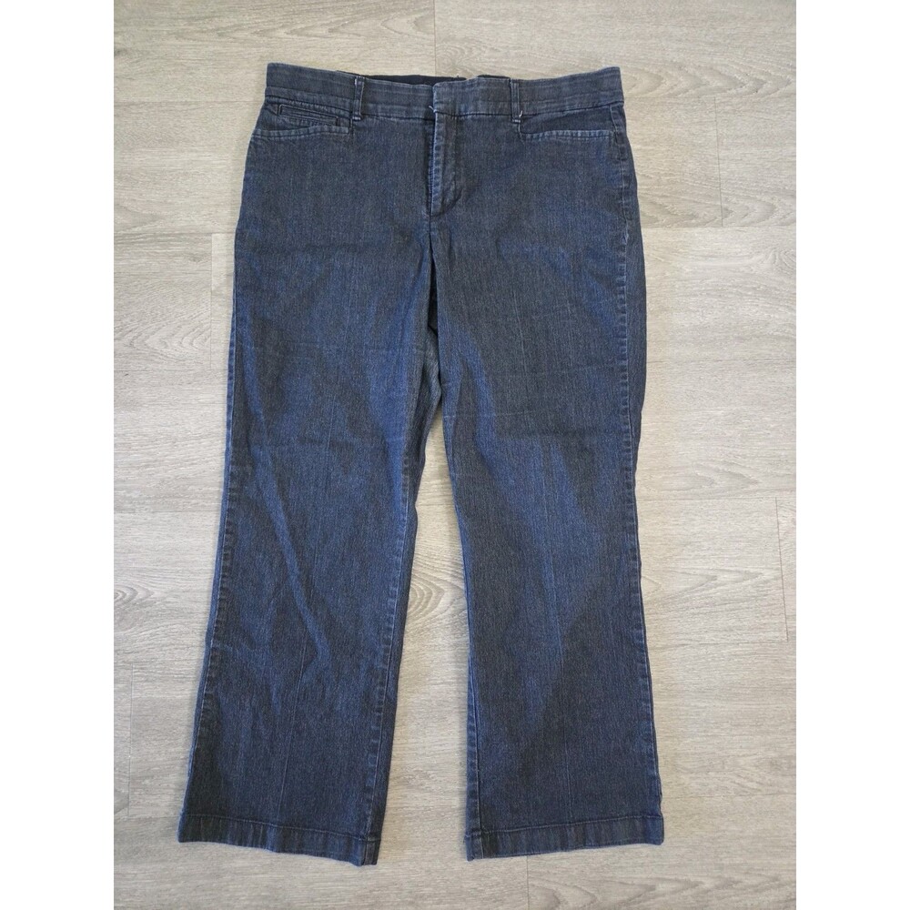 JM Collection Dark Blue Straight Leg Pants Women's Size 14S Short Denim Look